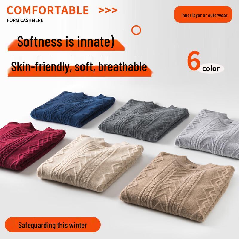 Hengyuanxiang Men's Pure Cashmere Pullover Sweater