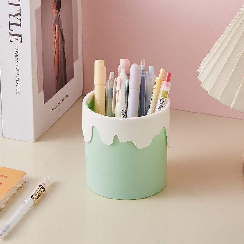 Creative Ice Cream Pen Holder Desktop Cosmetic Brush Storage Box Office School Stationery Organization Container