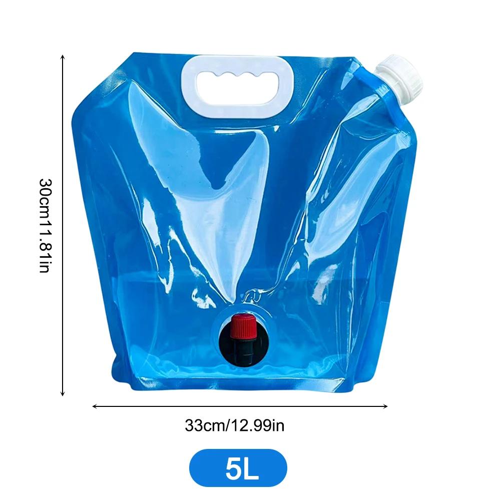 5/10L Outdoor Camping Wasseraufbewahrungsbeutel Faltbar Auto Wasserbeutel Auslaufsicher Tragbarer Wasserbehälter mit Hahn Klare Wasserbeutel