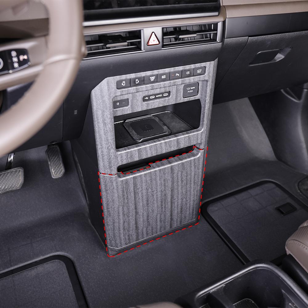 Pour Kia PV5 2025-2026 Conduite à gauche ABS 1 pièce Cache-port de charge rangée avant Garniture 2 pièces Cache-console centrale rangée avant Garniture Accessoires de voiture
