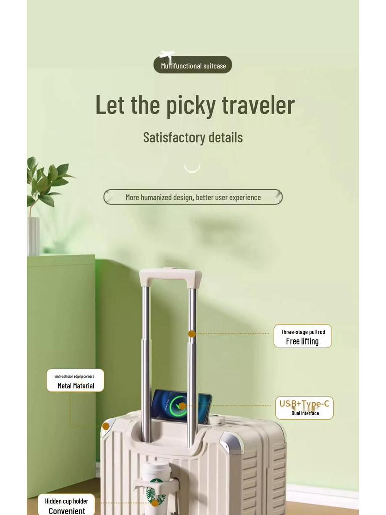 Valiză multifuncțională de 18 inch pentru fete, de cabină, cu încuietoare TSA și spațiu de depozitare de 20 inch