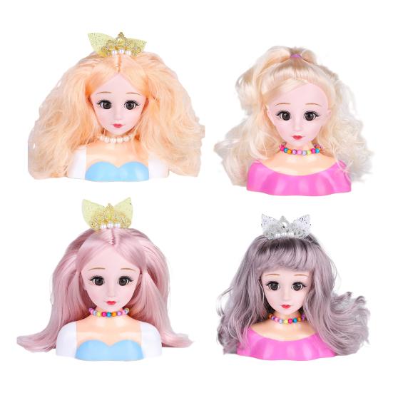 25Pcs Play House Toy Hairdressing Makeup Doll Head Styling Set with Combs Scissors