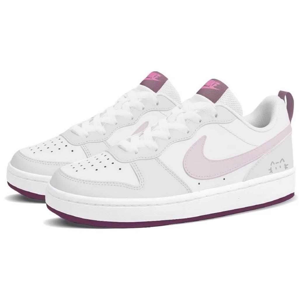 Nike Court Borough 2 Slip Resistant Abrasion Resistant Low top Skateboard Shoes Women's Pink White BQ5448-015(Team667-SBOX)