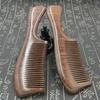 Black Gold Sandalwood Long Handle Wooden Comb - Large, Traditional Craftsmanship for Ladies.