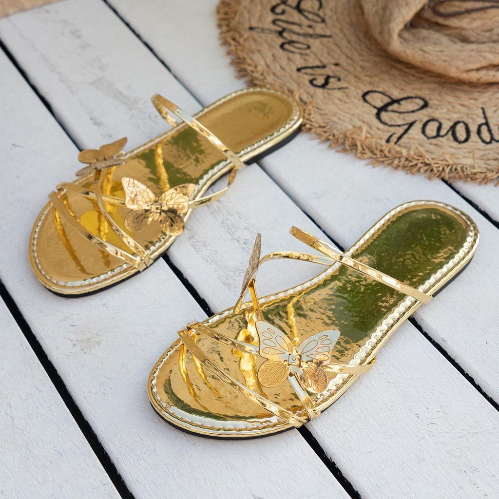 Comfortabele Dames Slip-on Sandalen met Ronde Neus en Strik - Grote Maat, Platte Zool, Enkele Band voor Buitengebruik