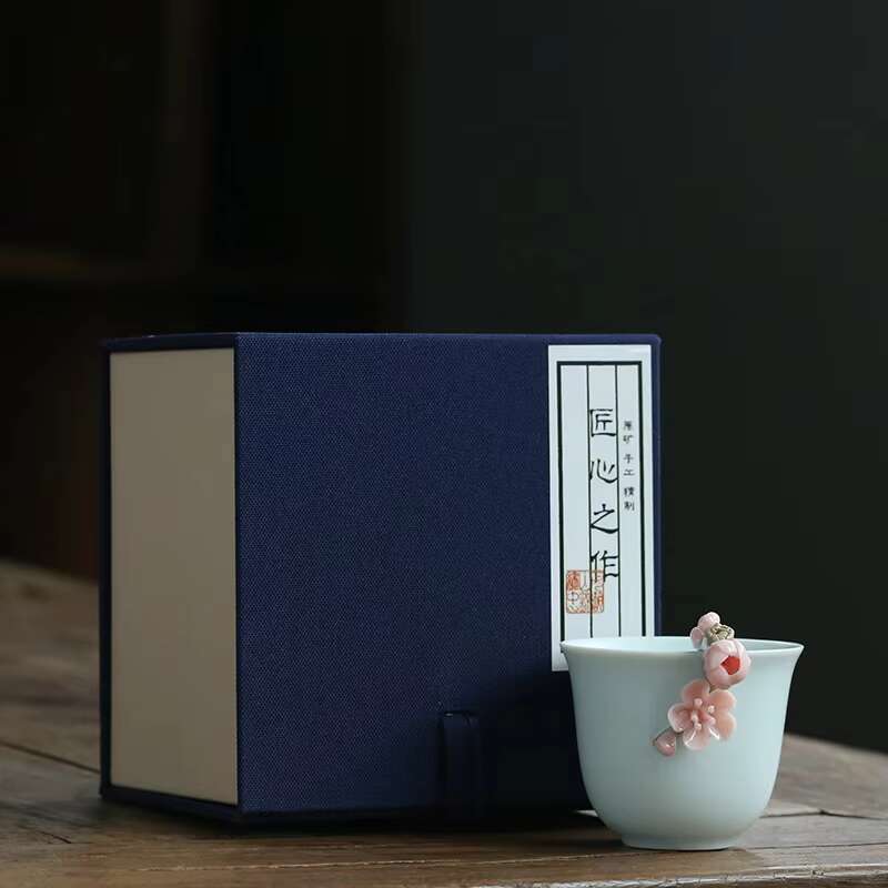 Creative Ru Kiln Handmade Knead Plum Blossom Master Cup Household Ceramic Tea Cup Tea Ceremony Customized Teaset Gift Packaging