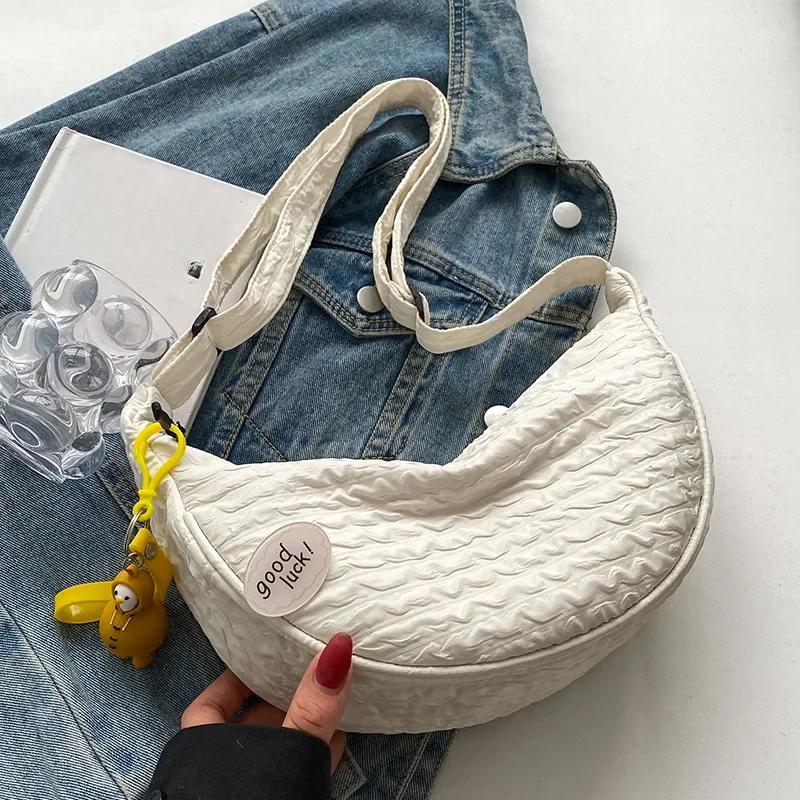 Cute Women Shoulder Bags Versatile Canvas Bag Crossbody Bags for Women Fashionable Dumpling Bag Purse and Handbags