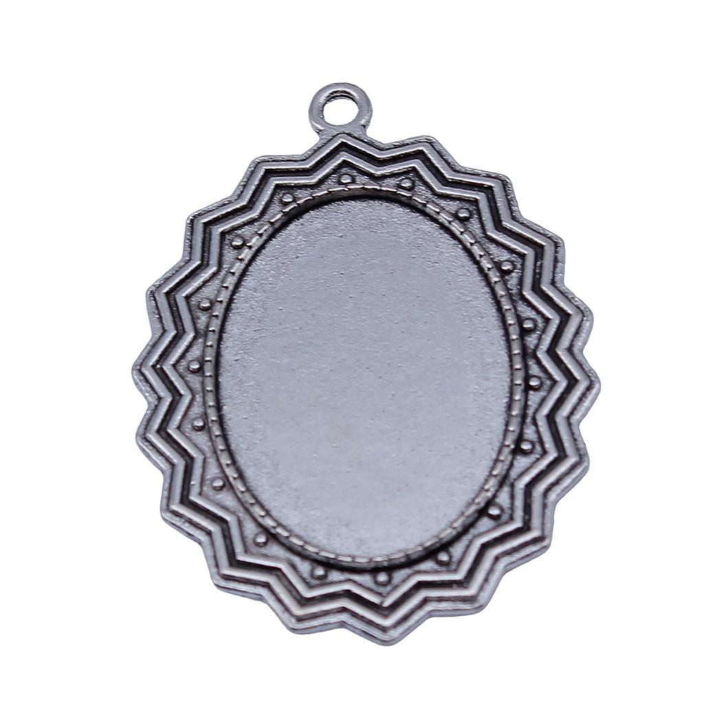 Antique Flower Frame Oval Bezel Charms For DIY Projects Glass Blank Tray Base