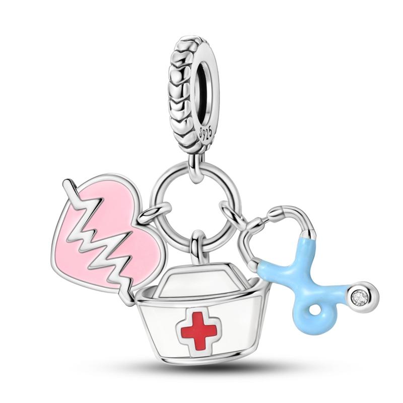 925 Silver Golden Pony Heart Cross Four Leaf Clover Tree of Life Charms Beads Fit Bracelet Women Jewelry