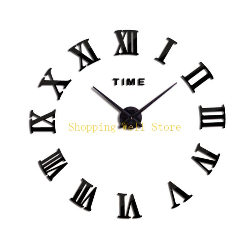 

KX4B DIY Wall Clock Frameless Silent Non Ticking, Black Round Battery Operated чорний