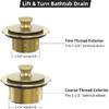 Brushed Gold Bathtub Drain Bath Tub Trim Set Conversion Kit Assembly, All Brass Lift and Turn Twist Tub Drains Replacement Trim Kit with Two-Hole