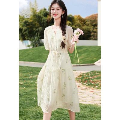Si Shui Nian Hua Tencel Embroidered Midi Dress