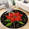 1pc Poinsettia Flower Chair Carpet for Office, Round Non-Slip Durable Large Size Office Carpet, Suitable for Office, Beautiful Decoration