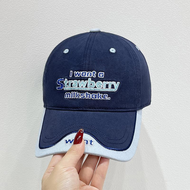 Retro Color-block Baseball Cap for Women Korean Version Makes Face Look Smaller Versatile Soft Top Peaked Cap Japanese Style Wide Brim Hat