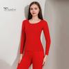 2 Pcs/Set Winter Women Thermal Underwear Set Round Neck Seamless Long Sleeve Warm Thick Double-sided Plush Slim Fit Elastic Lady Cold Weather Pajamas