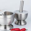 Sturdy Mortar and Pestle Double Stainless Steel Pill Crusher Comfy Grip Spice Grinder  Household
