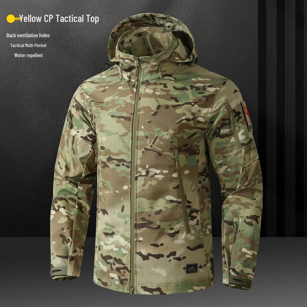 Men's Spring & Autumn Tactical Camouflage Suit: Outdoor, Water-Repellent, Wear-Resistant, Dirt-Resistant, Breathable, Multi-Pocket Workwear
