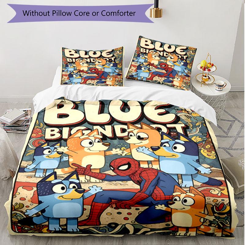 3pcs Duvet Cover Set (1*Duvet Cover + 2*Pillowcase, Without Core), Bluey Print Soft All‑Season Bedding Set, Home Bedroom Decor Gift