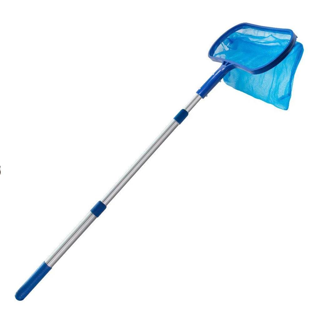 Professional Leaf Rake Deep Bag Swimming Pool Skimmer Net with Telescopic Pole Removal Leaf Rake Mesh Pool Ponds Cleaning Debris