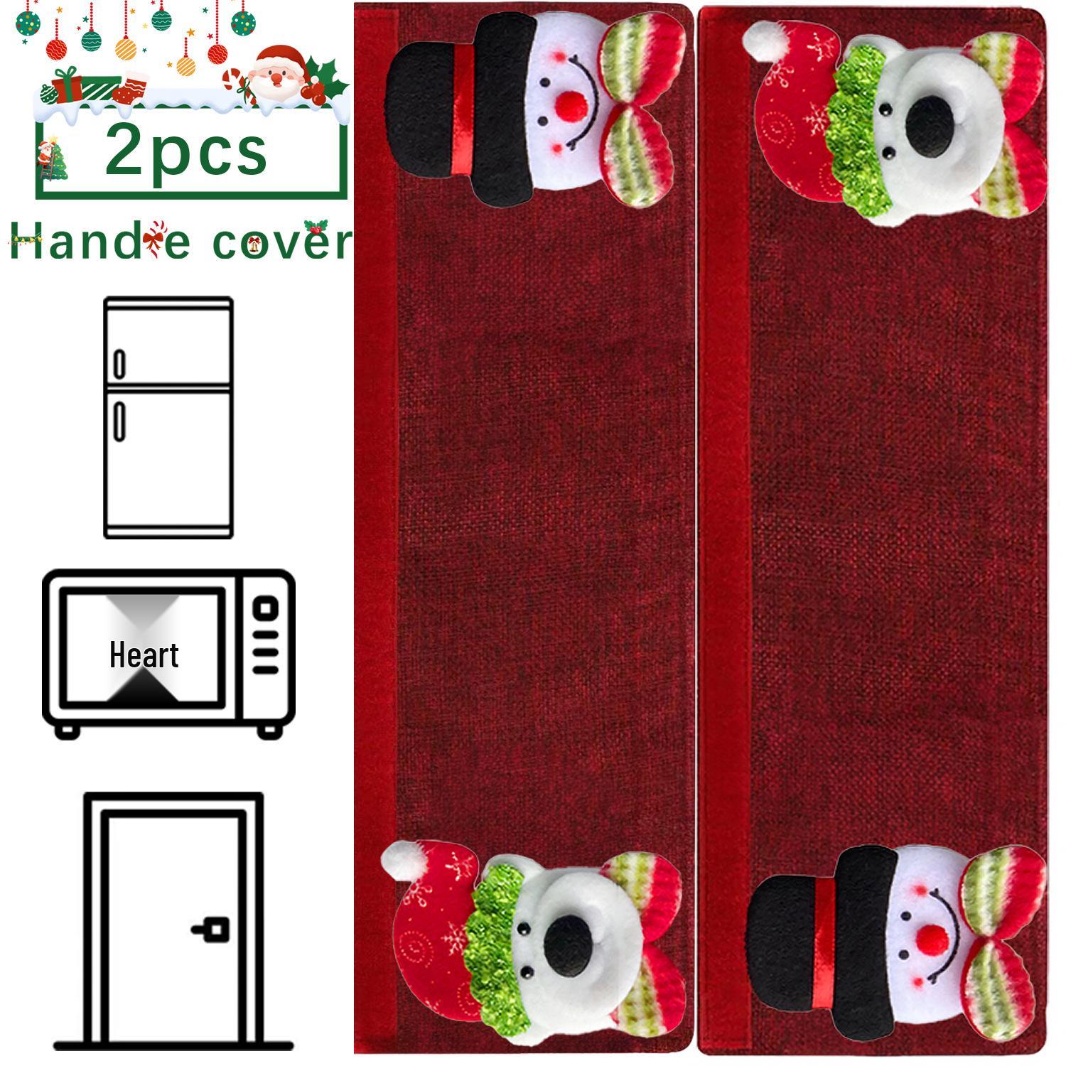 

Рождественские чехлы на ручки из мешковины для микроволновой печи, холодильника и входной двери