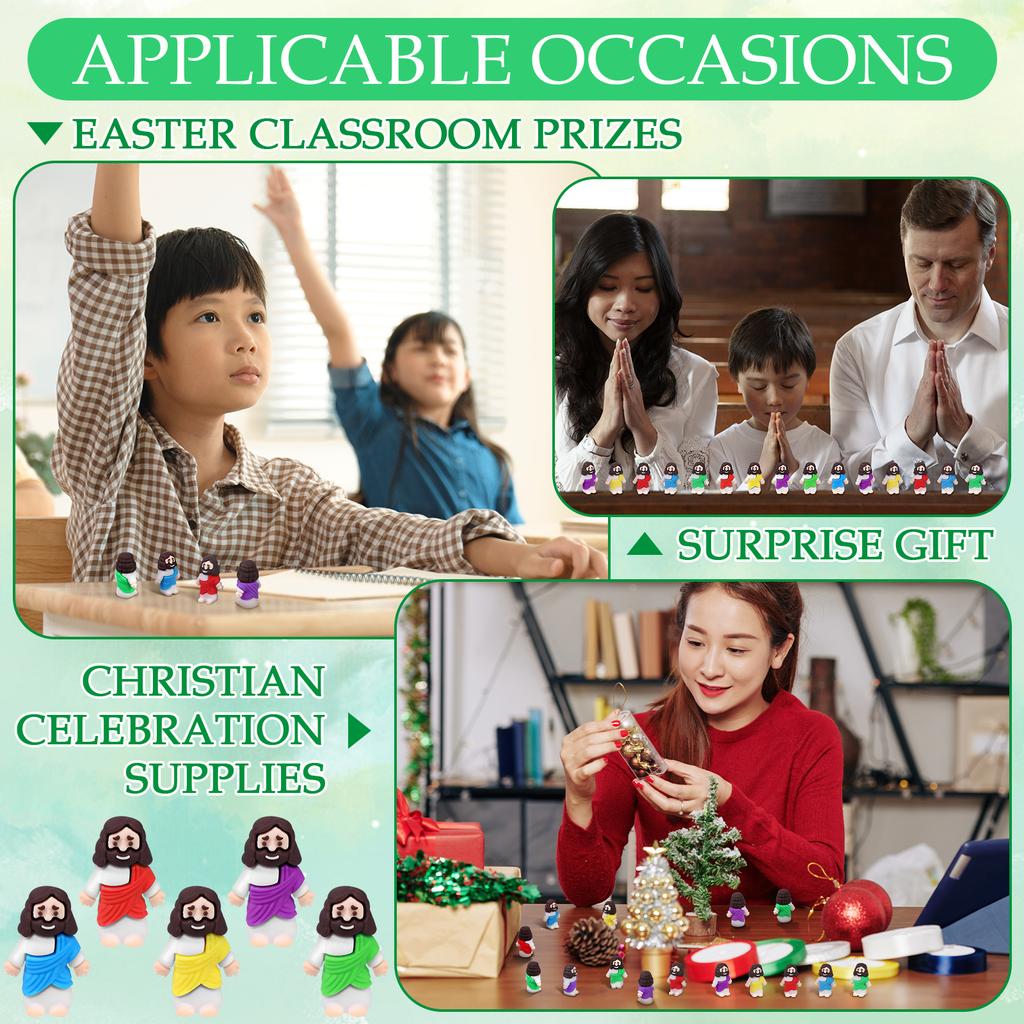 50 Pcs Mini Jesus Figures Religious Tiny Jesus Figurine Rubber Jesus Doll To Hide And Seek Church Favors Gift For Sunday School