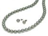 [Your and My Jewelry Box] Black Pearl Necklace and Akoya Pearl Earrings Set  Gray 9mm 42cm Regular Size Made In Japan [Gift Wrapped]
