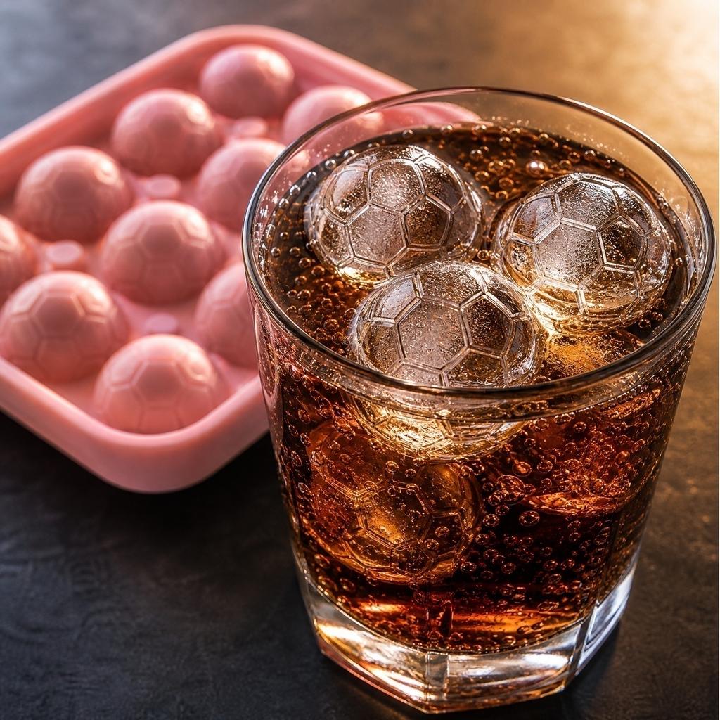 Silicone Soccer Ball Ice Cube Mold Tray Flexible Non-Stick 3D Football Shape Ice Maker for Beverages and Party Use Durable and Easy to Clean