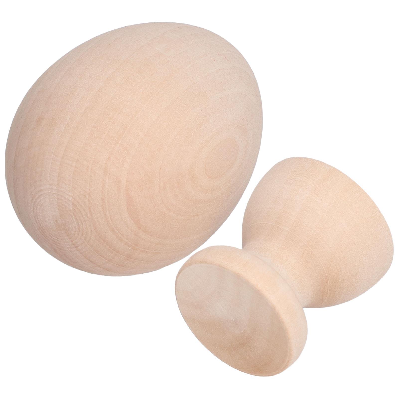 

Деревянное пасхальное яйцо, неокрашенное деревянное поддельное искусственное яйцо с подставкой для яиц для самостоятельного украшения CraftEgg