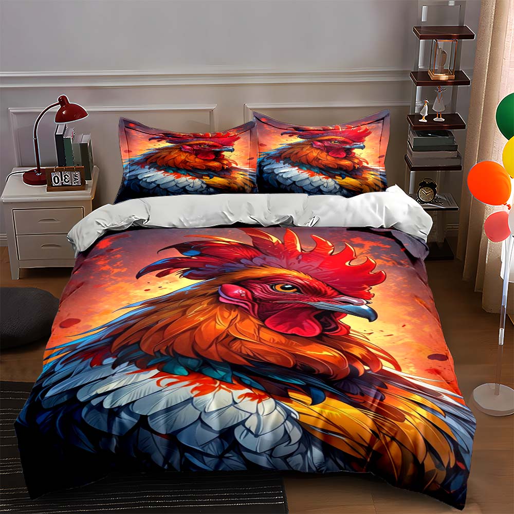 

Colorful rooster illustration. Bedding sets Duvet cover sets Duvet covers Pillowcases(1 * Duvet Cover 2 * Pillowcases, without duvet insert) 135x200cm