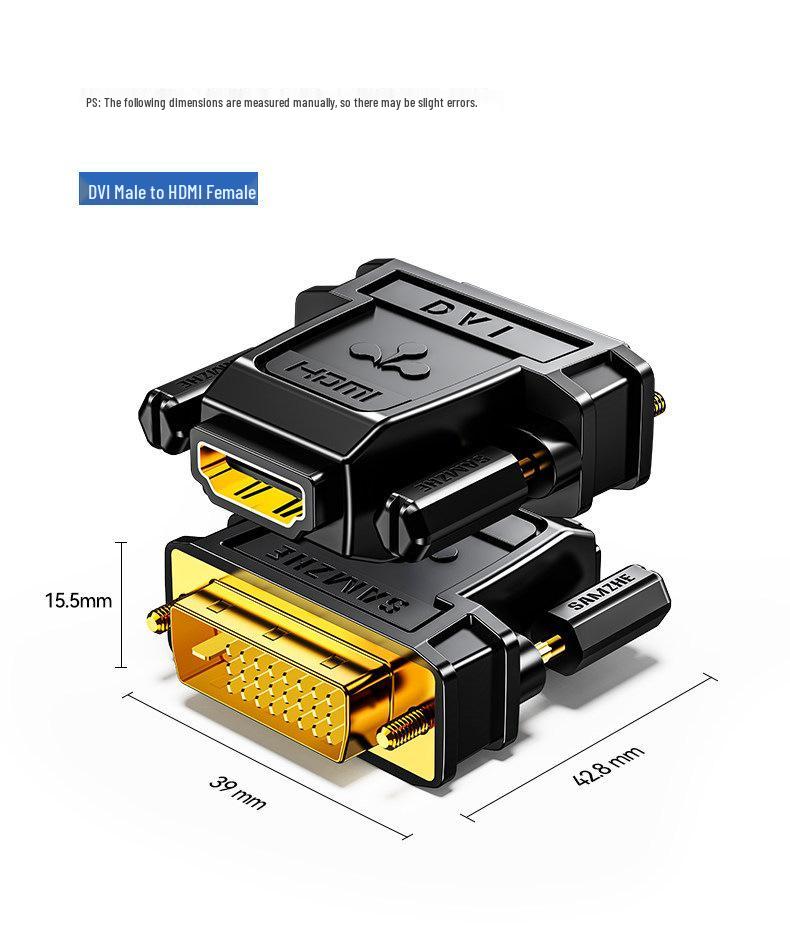 Shan Ze DVI to HDMI Female Adapter - High-Definition Display Interface Converter for Computer Graphics Cards
