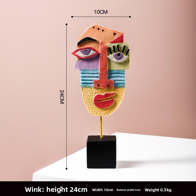 

Nordic Style Resin Crafts Abstract Face Art Decor for Living Room Bar Cabinet Wholesale