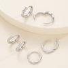 6PCS Simple Crystal Hoop Earrings for Women Gold Silver Color Cartilage Stackable Earrings Sets Female Party Accessories Jewelry