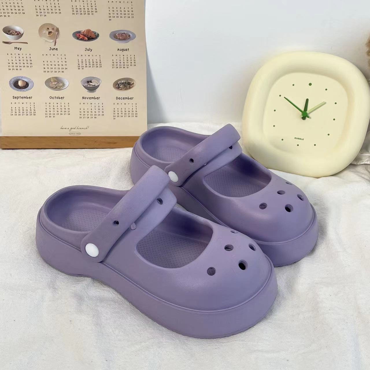 

ТапочкиЖенские подушки-слайды с толстой подошвой Подушка EVA Нескользящие тапочки Baotou Женские домашние удобные тапочки для пляжа на открытом воздухе 39-40 фиолетовый