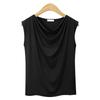 Sommer Casual Ensfarget Cowl Neck Tank Klassisk Passform Ermeløs T-skjorte for Kvinner Basis Tank Kvinners Pendler Mote Tank Bomullstopper T-skjorter