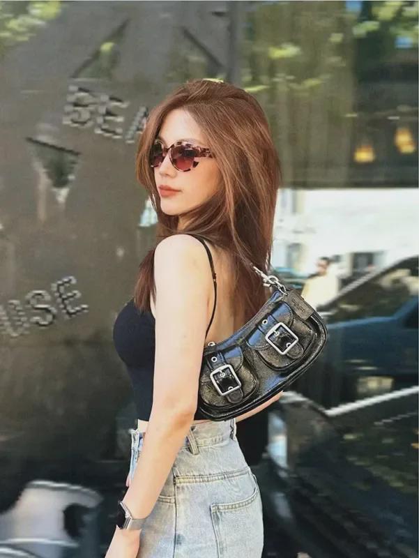 Koujia 2024 Women's Ashton Retro Underarm Baguette Motorcycle Shoulder Bag