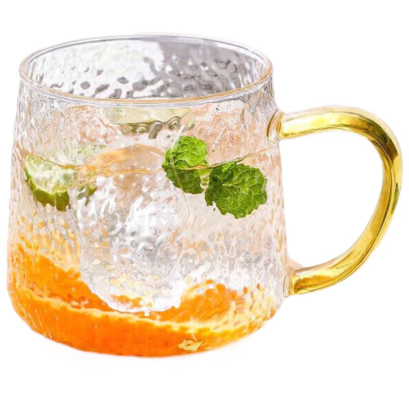 WEIMINGNUO Hammered Glass Mug with Handle
