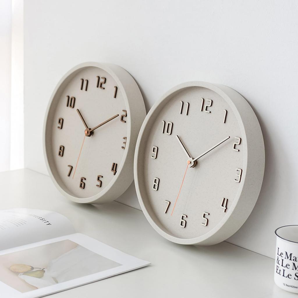 Mermbe Wand Stilvoll und Retro Wand Neu Weizenstroh 3D Groß Holz Haus Wohnzimmer Schlafzimmer Uhr, Einfach, Leise, Uhr, 12 Zoll (30cm Durchmesser), Rahmen,
