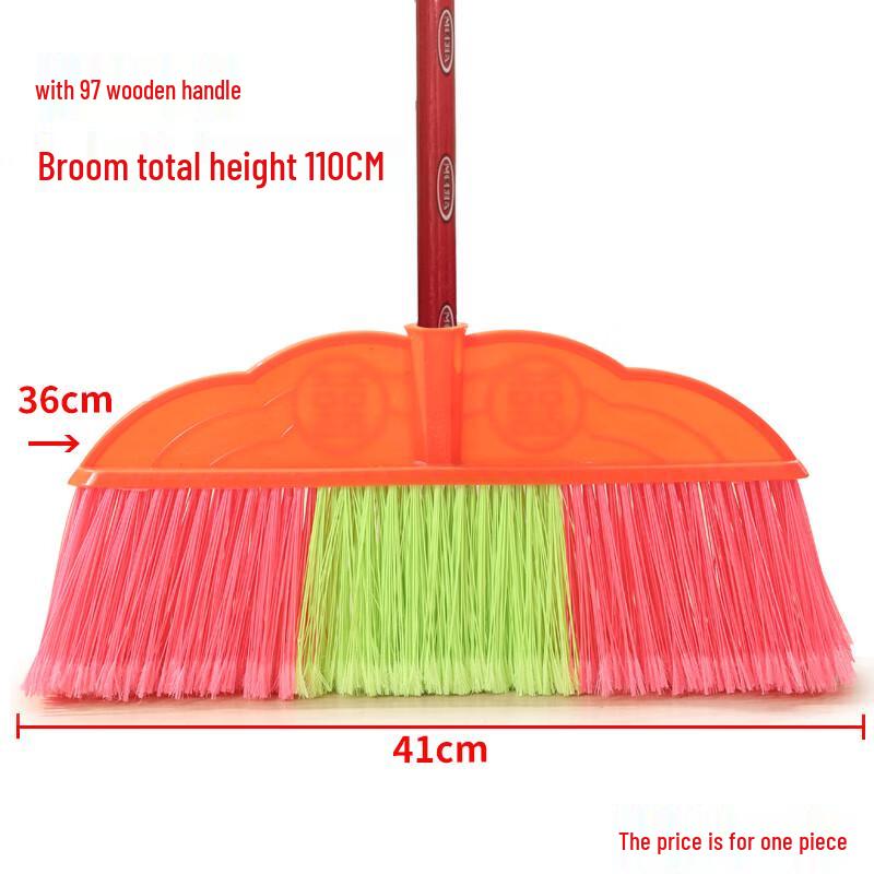 Taiyouyuan Plastic Broom with Wooden Handle (10-Pack) Standard