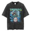 Anime Demon Slayer Rengoku Kyoujurou Print T Shirt Men Women Washed Cotton Tshirts Manga Tee Harajuku Male Casual Loose T-shirt