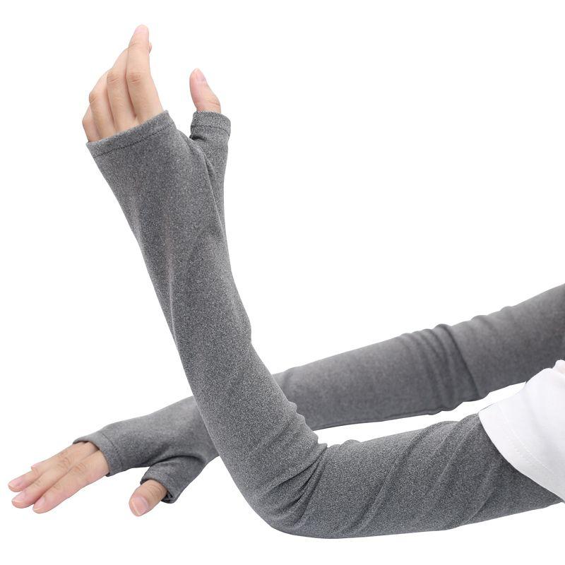 

Warm Arm Sleeves Women Autumn and Winter Thickened Long Men s Open Finger Half Finger Gloves Cotton Thickened Fleece-lined Fake Sleeve Dark gray (Finger set) One size