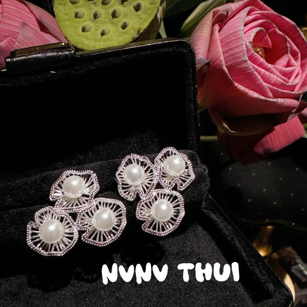 Jewelry, Hydrangea Pearl Jewel Earrings, Flower Secret, Butterfly Flying Diamond Earrings, Earring Combination
