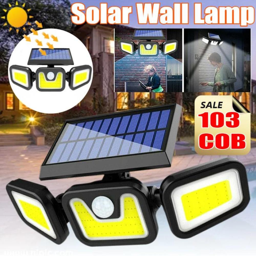 LED COB Solar Flood Light Outdoor Motion Sensor Strong Power LED Garden Wall Split Lamp Waterproof 3 Working Modes Lights