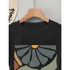 European sizes Women's Short Sleeve T-Shirt with Elegant Stained Glass Floral Art Print - Casual Relaxed Fit, Machine Washable