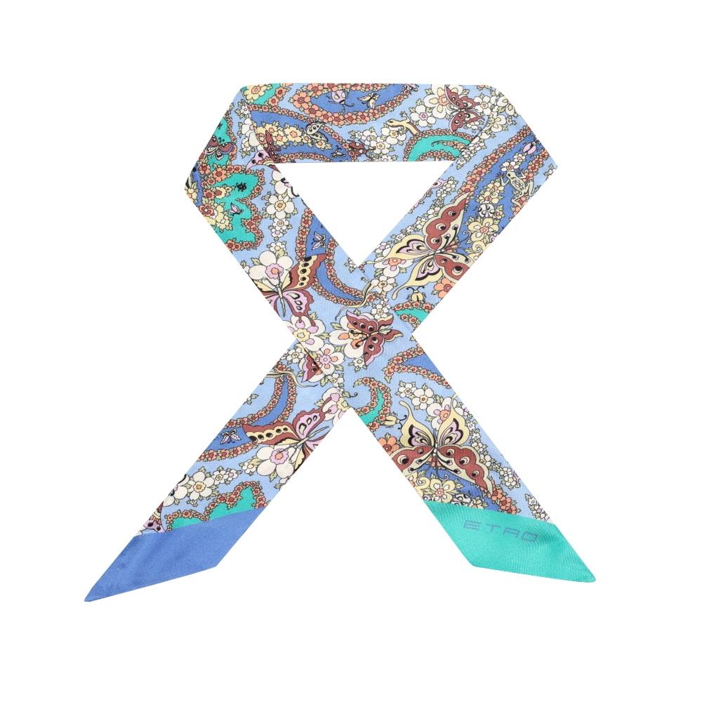 

Etro Nature Print Paisley Skinny Twill Silk Scarf Wata0016ak656 WATA0016AK656 X0886