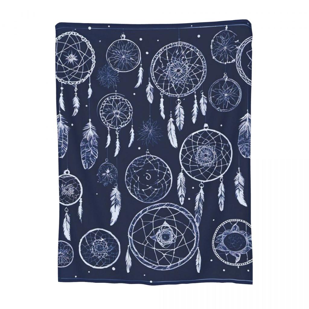 Blue Dreamcatcher With Feathers Blankets Fleece Sofa Throw Blanket Throw Blankets for Home Bedroom Office Throws Bedspread Quilt