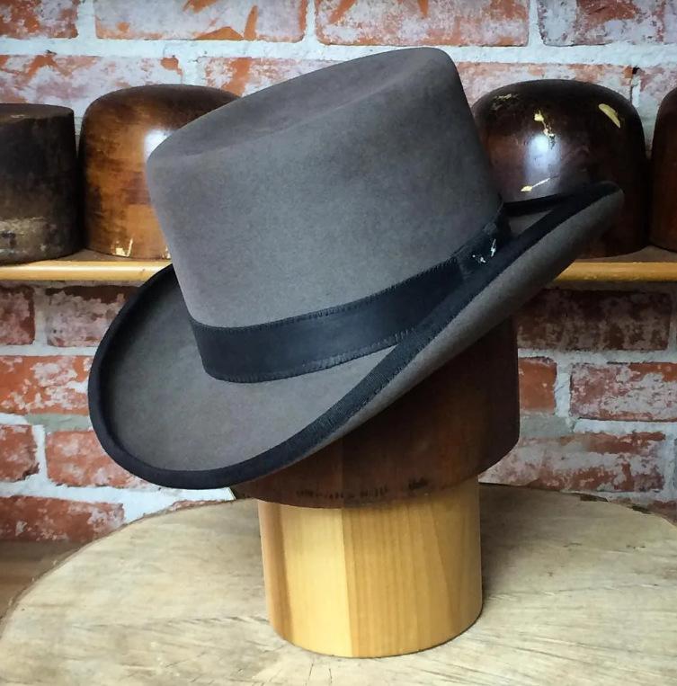 Новая модная шерстяная цилиндр-шляпа с плоским верхом напрямую от производителя, чистошерстяная цилиндр-шляпа, фетровая шляпа 59cm темно-серого