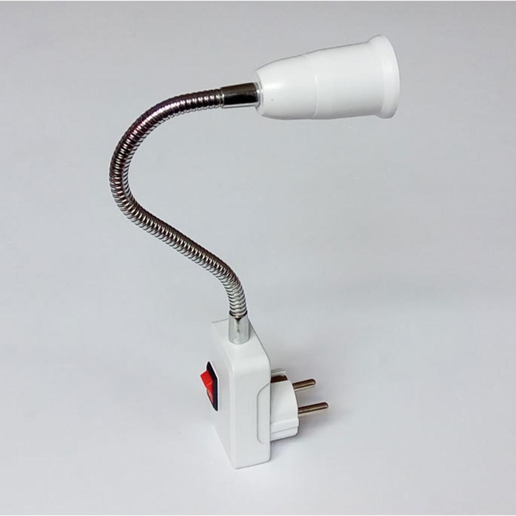 Bendable E27 Lamp Holder Table With Switch Light Adapter Bulb Flexible Extension With Us Plug Sockets Screw Type Wall Base Lamps