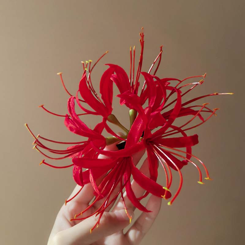 Chinese Style Blue Simulation Flower Hairpin For Women Elegant Three-dimensional Flower Duckbill Clip Side Clip Headwear