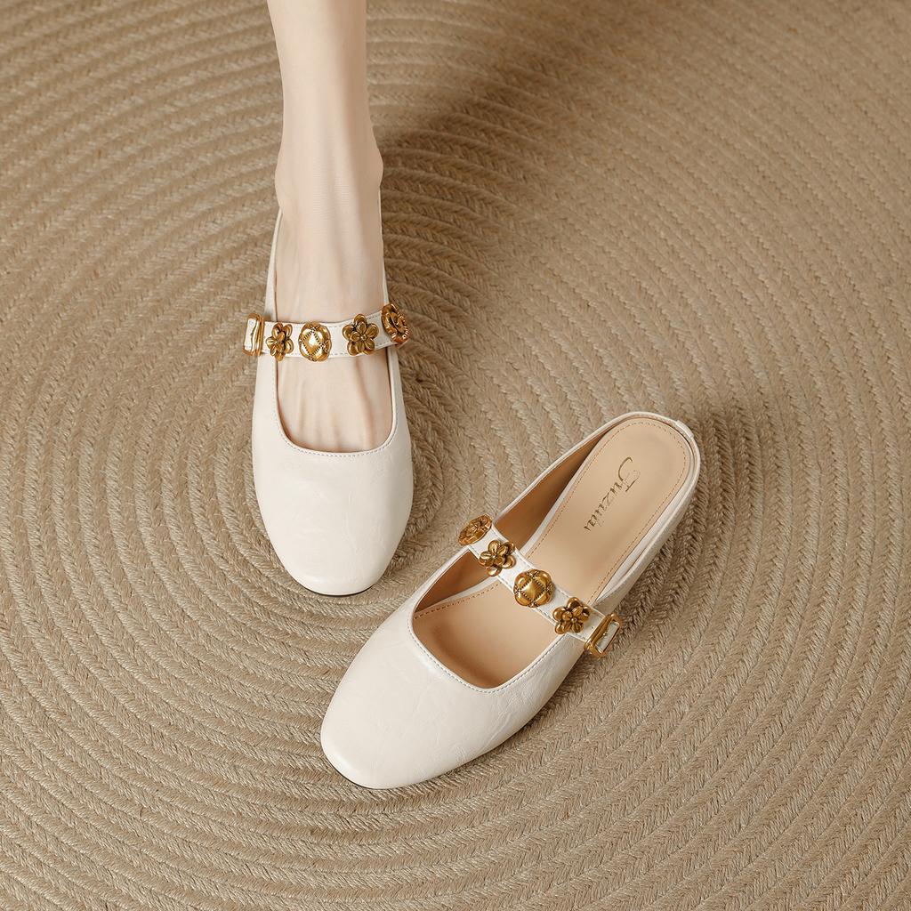 French square head with Muller slippers women's summer 2025 new retro temperament inner height increase outer wear bag head sandals