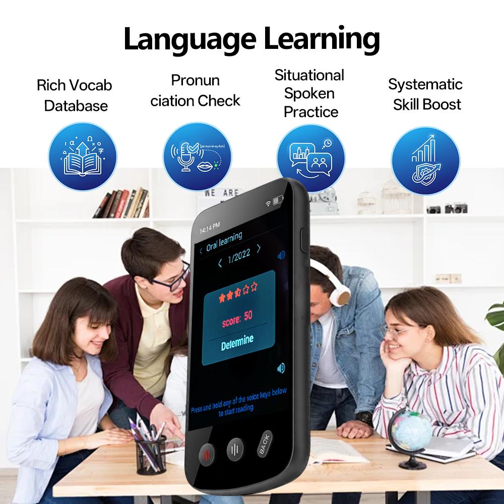 Portable T27 160 Languages Translator Device 4G Sim 2+16GB Voice Photo Translate AI Real Time Online Offline Translation for Travel Globally Universal